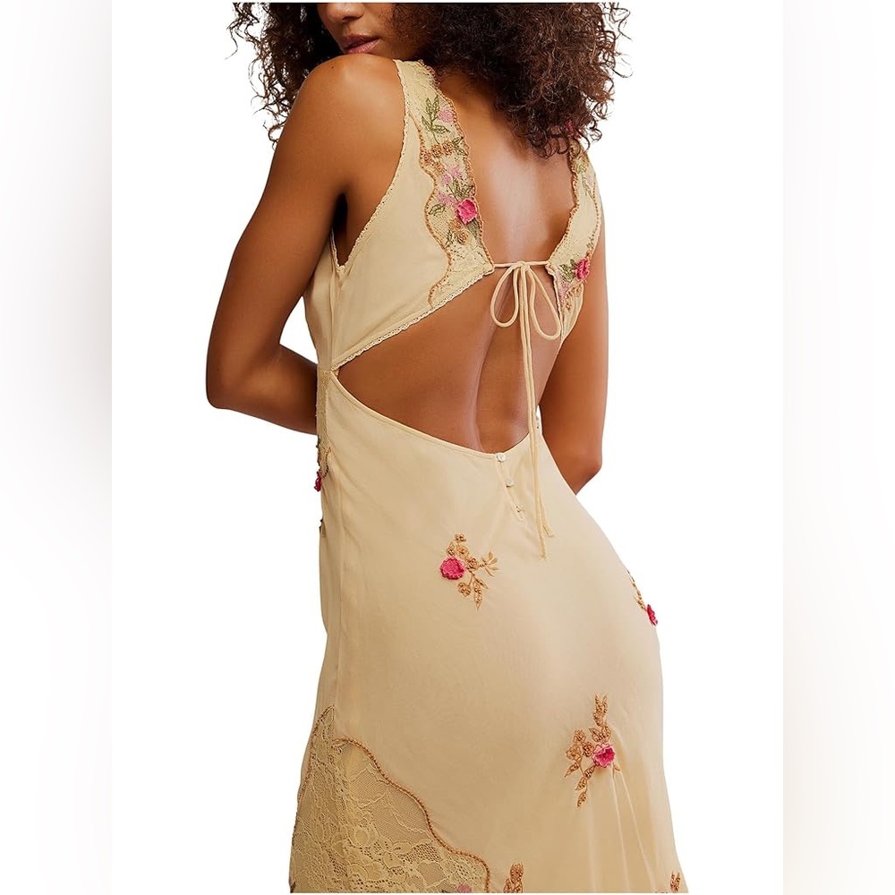 Free People Meet Again Midi Dress in Beige L - Picture 7 of 13
